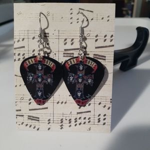 COPY - 2 sided guns n roses guitar pick earrings